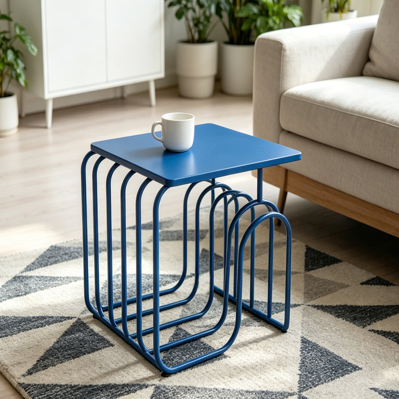 Table de bout carrée moderne., Bleu