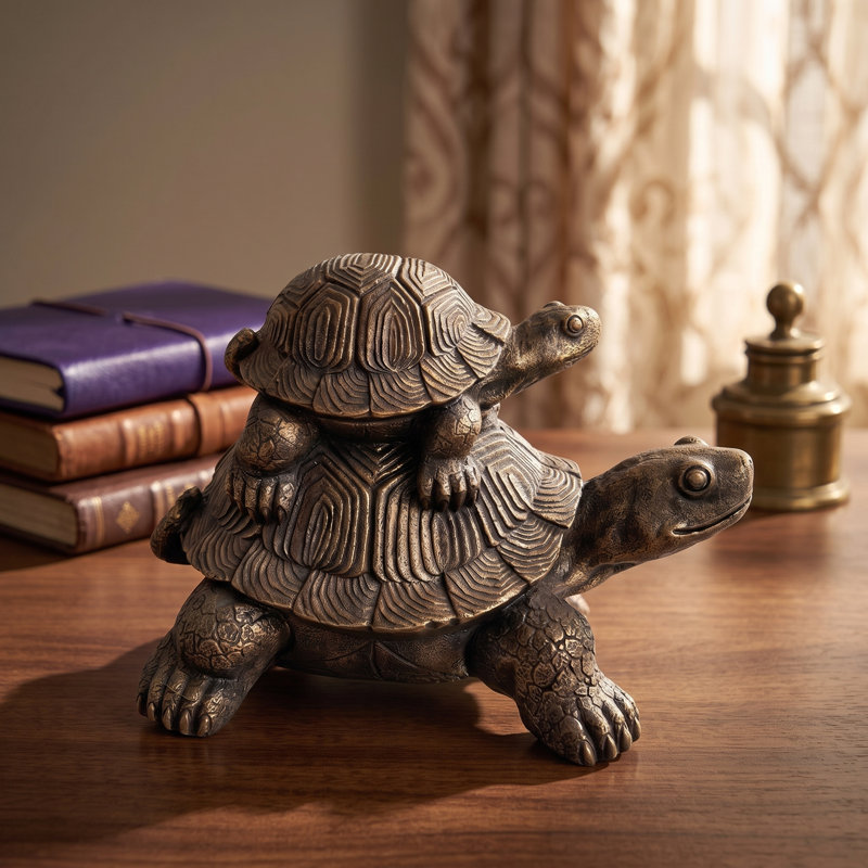 Statue de deux tortues empilées