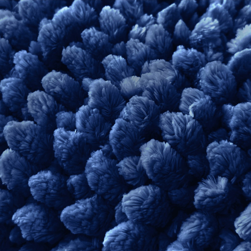 Margot Velvet Chenille Bobble Bath Mat, Navy