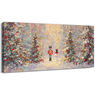 Large Vintage Farrer - Christmas Pictures Wall Decor, Festive Canvas Artwork Winter Scene Holiday Paintings For Home Wall Decoration Frame Wrapped Canvas, 30×60 inches
