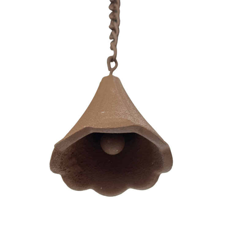 Chaînes de pluie rustiques en métal vert, motif ours noir et arbre, avec clochettes, lot de 2, 132 cm de large