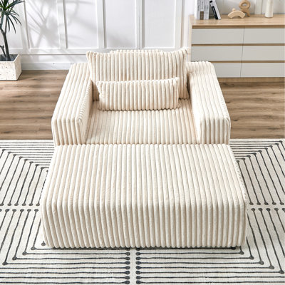 Velours côtelé de 75 pouces avec repose-pieds amovible, aucun assemblage requis, doux et délicat pour la chambre à coucher du salon, ensemble de chaise longue moelleuse, canapé-lit moderne fabriqué à la mode