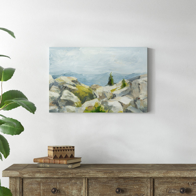 Impasto Mountainside III - Painting Print, 20cm H x 30cm W, Wrapped Canvas