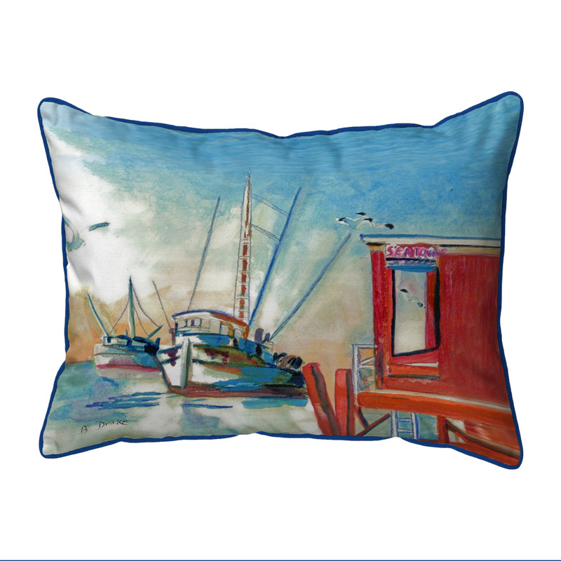 Shrimp Outdoor Reversible Throw Pillow, Small