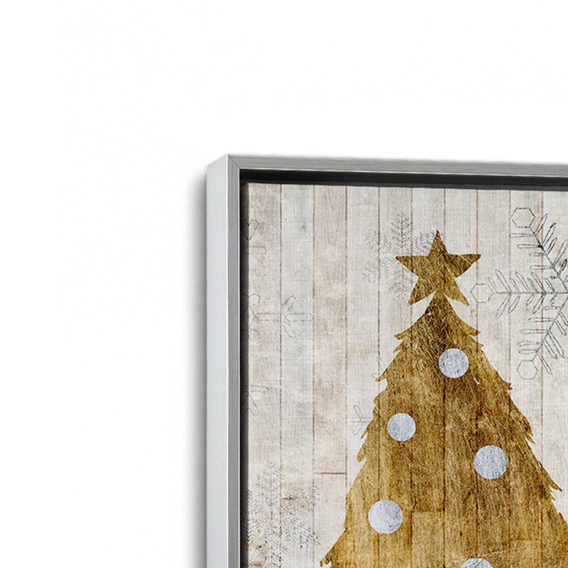 Imprimé d'arbres de Noël métalliques, Cadre argenté, H 8,75 po x l 12,75 po x P 1,75 po