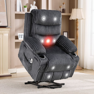 Fauteuil releveur électrique surdimensionné pour personnes âgées avec fonction chauffante et massante