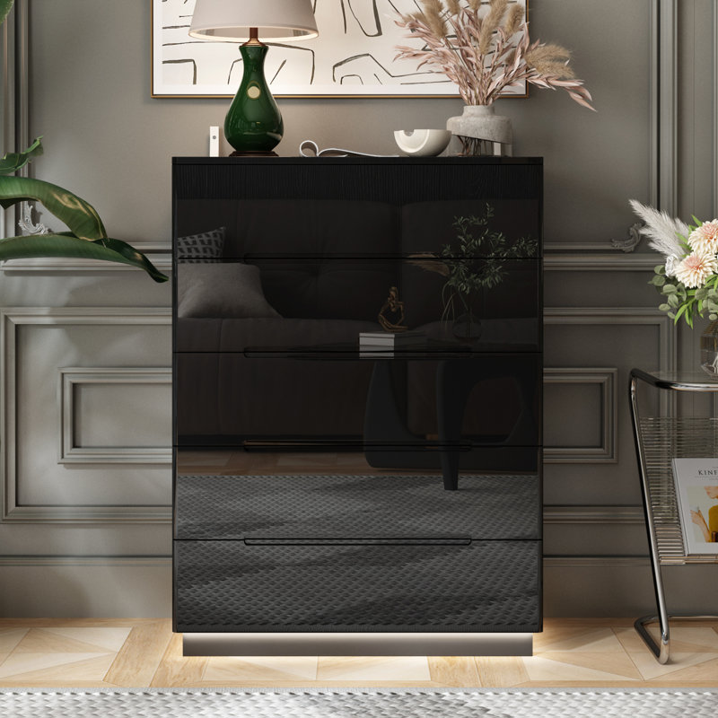 Commode 5 tiroirs Cada, Noir