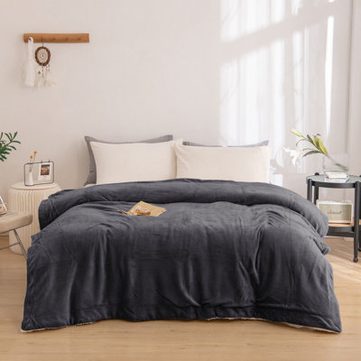 Diya Soft Sherpa Fleece Fur Thick Dual Sided Flannel Reversible Blanket Throw