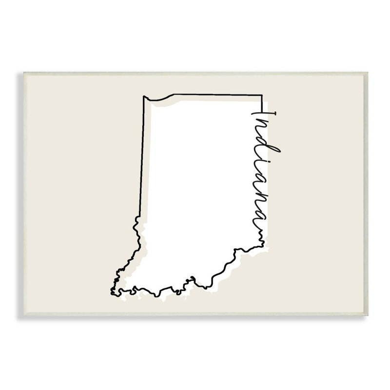« indiana home state map neutral design », impression sur toile, H 12 po x l 18 po x P 0,5 po, Plaque en bois
