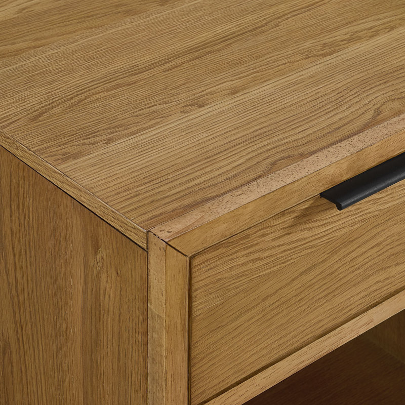 Davin 1-Drawer Wood Nightstand, Natural Oak