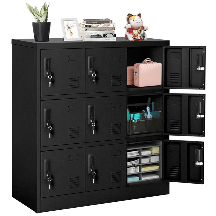 6Door Metal Locker Storage Cabinet W/ Keys &Card Slot For Office