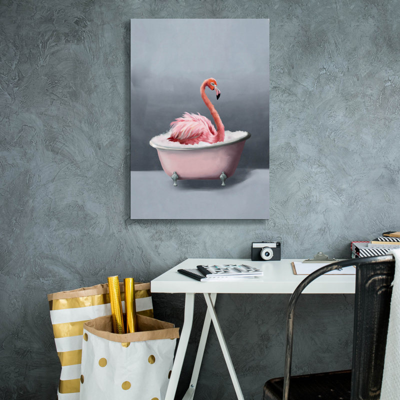 Art mural sur toile Bay Isle Home ™ «Flamingo In The Bath» par Svetlana Aleynikova, H 26 po x l 18 po