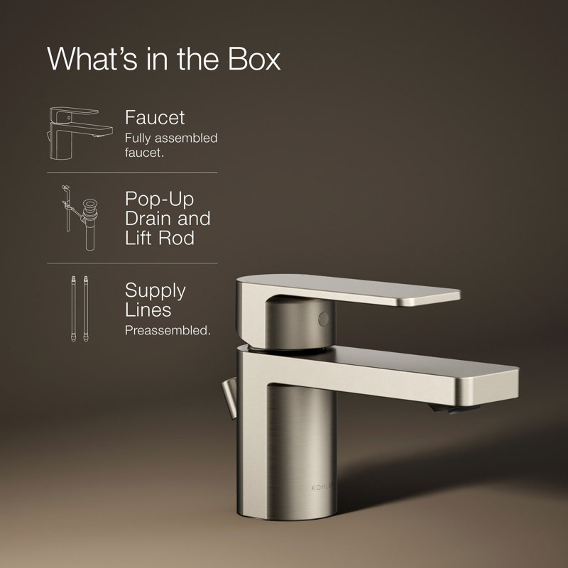 Parallel Single Hole Bathroom Faucet, Vibrant Brushed Nickel