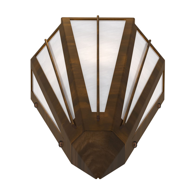 1 - Light Flush Mounted Sconce, Antique Copper, White, Glass
