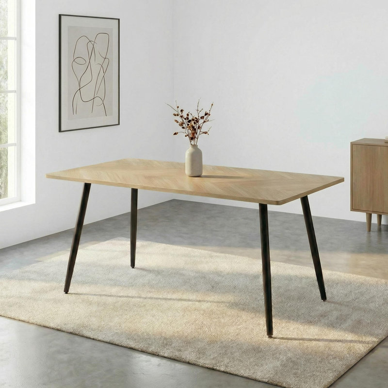 Table de salle à manger moderne en bois aggloméré 47,2 po avec pieds en métal noir