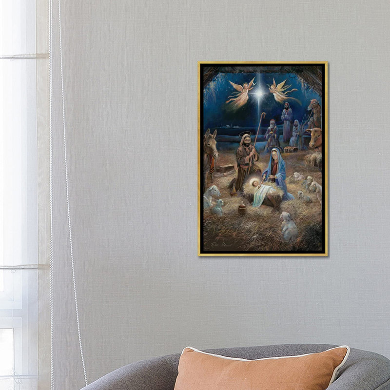 «Silent Night», reproduction d'art sur toile encadrée, Impression encadrée sans passe-partout, H 26 po x l 18 po, Doré