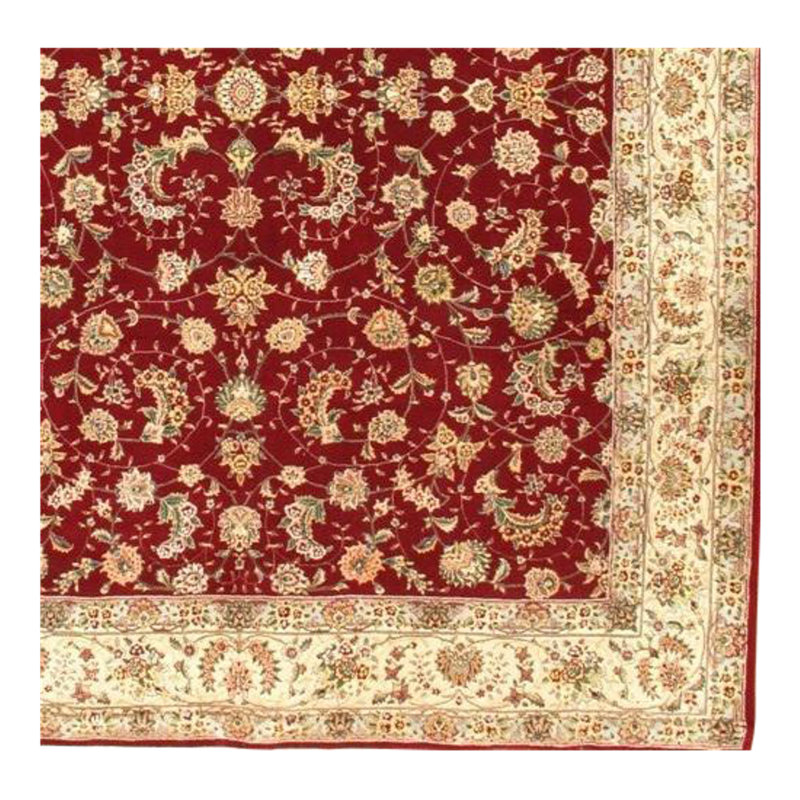 Tapis en laine rouge/ivoire 8 pi 1 po x 10 pi 2 po one-of-kind-noué la main Garney