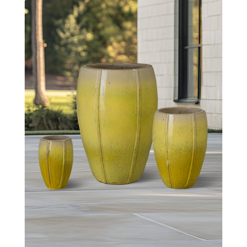 TALL CREST PLANTERS, NEIGE 10,25; 15,75; H 26 po, Jaune
