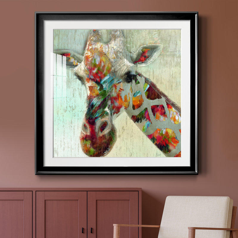 Girafe - cadre photo, impression sur papier, Papier encadré noir, H 30,5 po x l 30,5 po x P 1,5 po