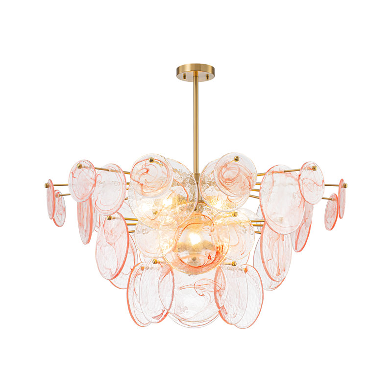 9-Light Layered Handmade Glass Chandelier, Sunset Clouds