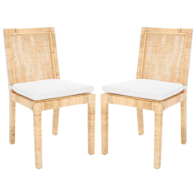 Monarrez Wood Premium All-Weather Wicker Outdoor Dining Side Chair with Cushion