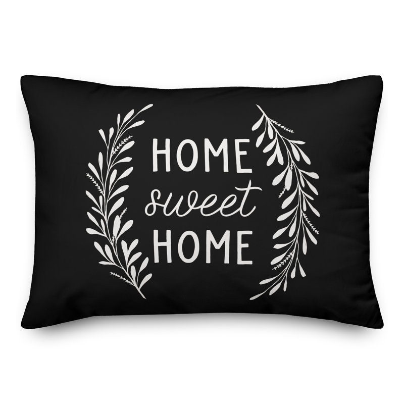 Coussin décoratif intérieur / extérieur en polyester , Noir, H 14 po x l 20 po