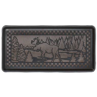 Isedore Rubber and Coir Flocked Double Doormat, Black - 30X48- Welcome Tree Black Red Barrel Studio