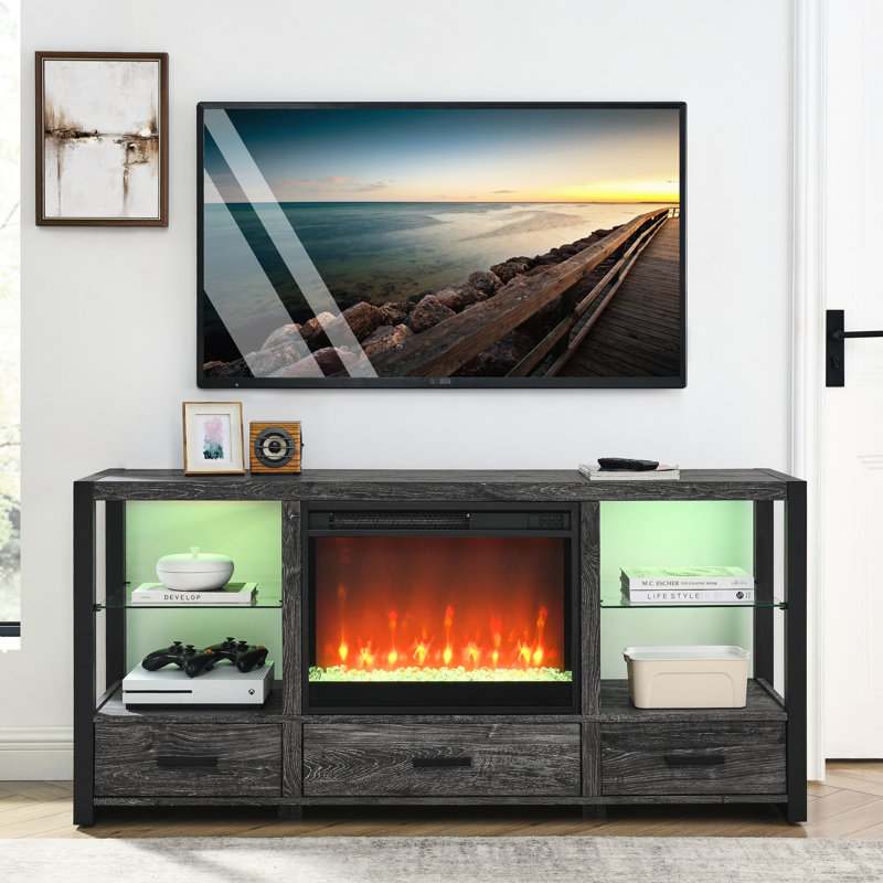 Foyer électrique encastrable 23 pouces - cristal et flamme réaliste, chaleur 1400W, télécommande, protection contre la surchauffe 23 "11 réglages de température, protégé, contrôle infrarouge