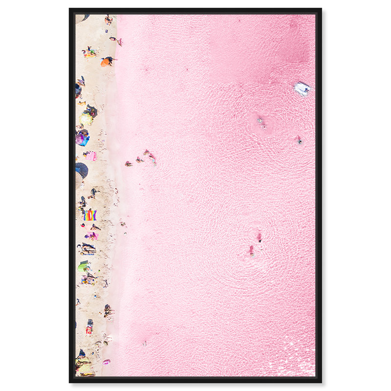 Nautique et plage rose côtière - impression, H 36 po x l 24 po, Toile avec cadre noir