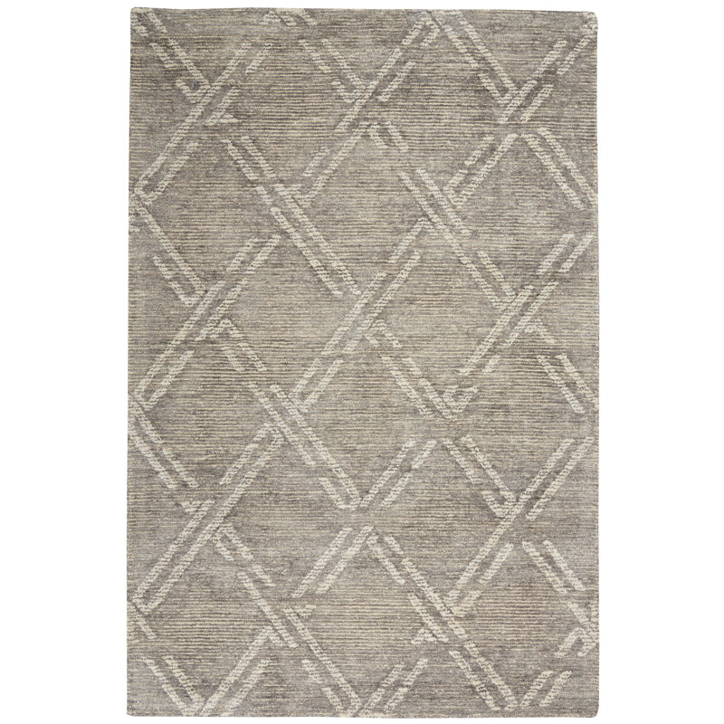Tapis décoratif gris à motif géométrique Touffeté aizel, Rectangle 8 pi 3 po x 11 pi 6 po