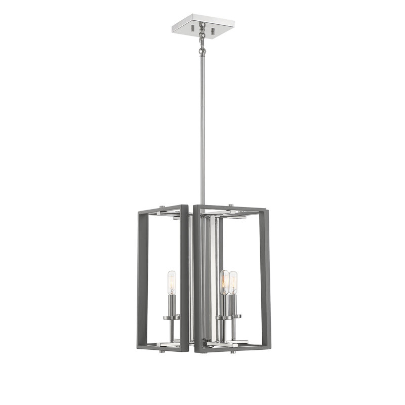 Luminaire suspendu carré / rectangulaire 4 lumières Kentiga, gris