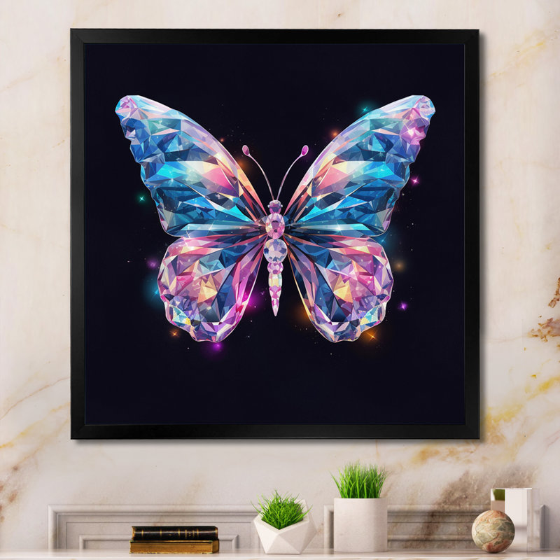 «Diamond Butterfly I», reproduction sur toile, H 36 po x l 36 po x P 1,5 po, Cadre simple noir