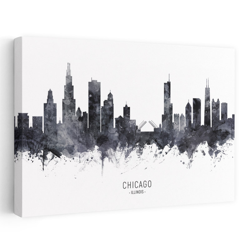 Chicago, Chicago, horizon, architecture contemporaine, art mural, H 24 po x l 36 po