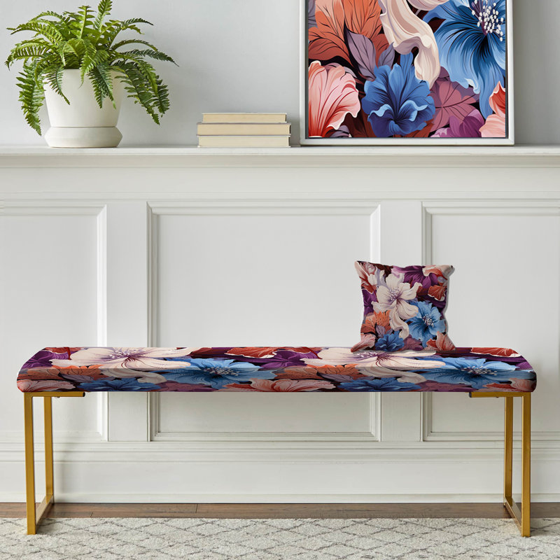Floral Mirage Tropical Pattern - Tropical Upholstered Gold Bench
