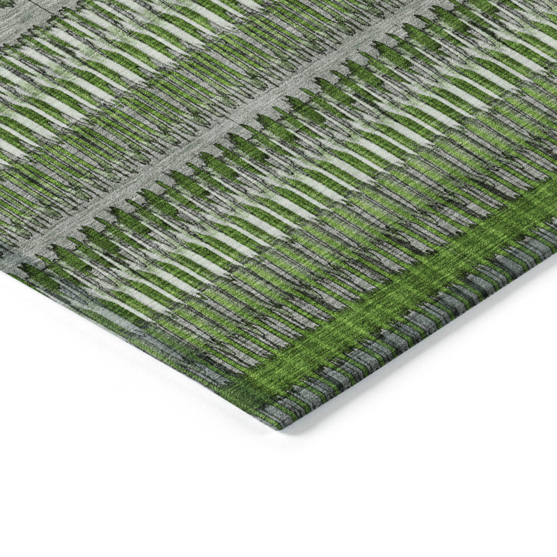Tapis vert lavande à rayures 10 po x 14 po vert et ivoire