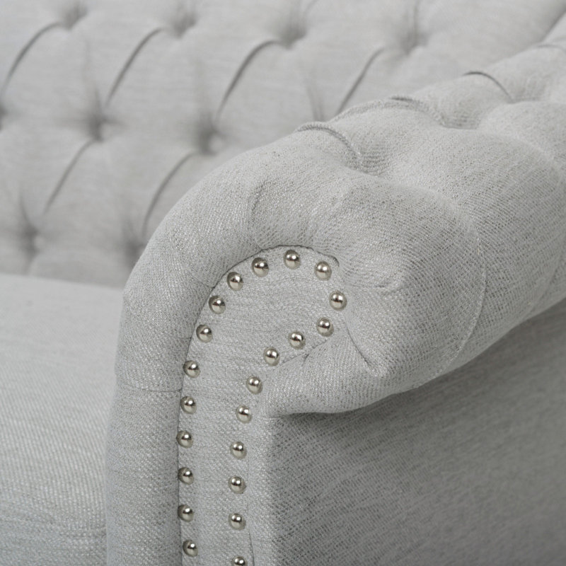 Canapé Chesterfield Marcel, Tissu gris