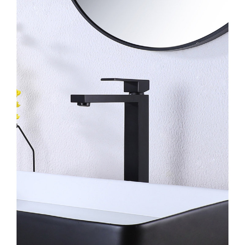 Lavabo vasque de salle de bain noir mat à poignée simple 1,2 gal / min avec plaque de pont