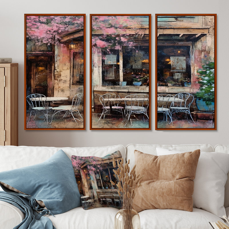 Ensemble de salon Sherborn - City Paris Wall Art, H 28 po x l 36 po x P 1 po, Cadre flottant brun