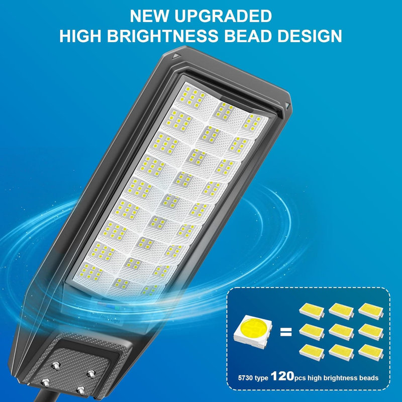 Paquet de 2 réverbères solaires d'extérieur, lumières de sécurité à DEL 9 000 W à énergie solaire super brillantes avec capteur de mouvement, crépuscule à l'aube et 3 modes d'éclairage, étanche IP67 pour la cour, l'allée et le stationnement