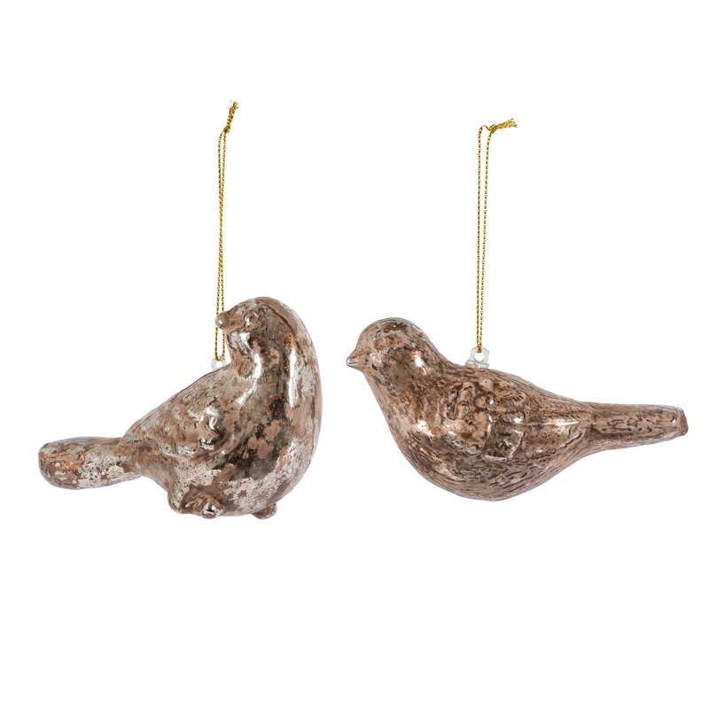 Antiqued Bird Ornament, 2 Assorted Styles