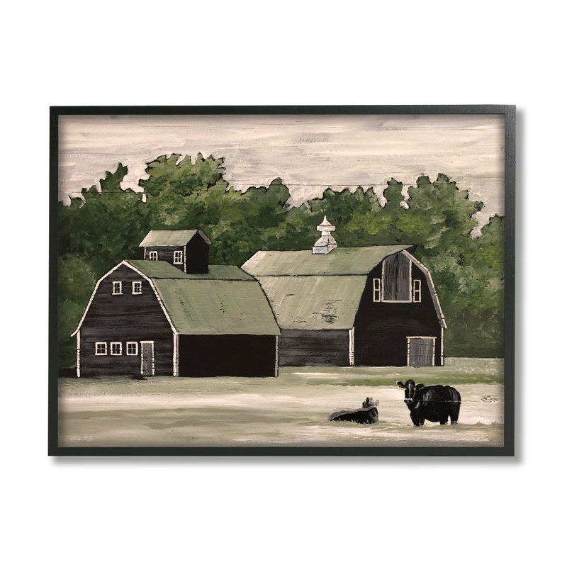 "Stable Barn Country" par Cindy Jacobs, impression sur bois avec cadre flottant, H 11 po x l 14 po x P 1,5 po