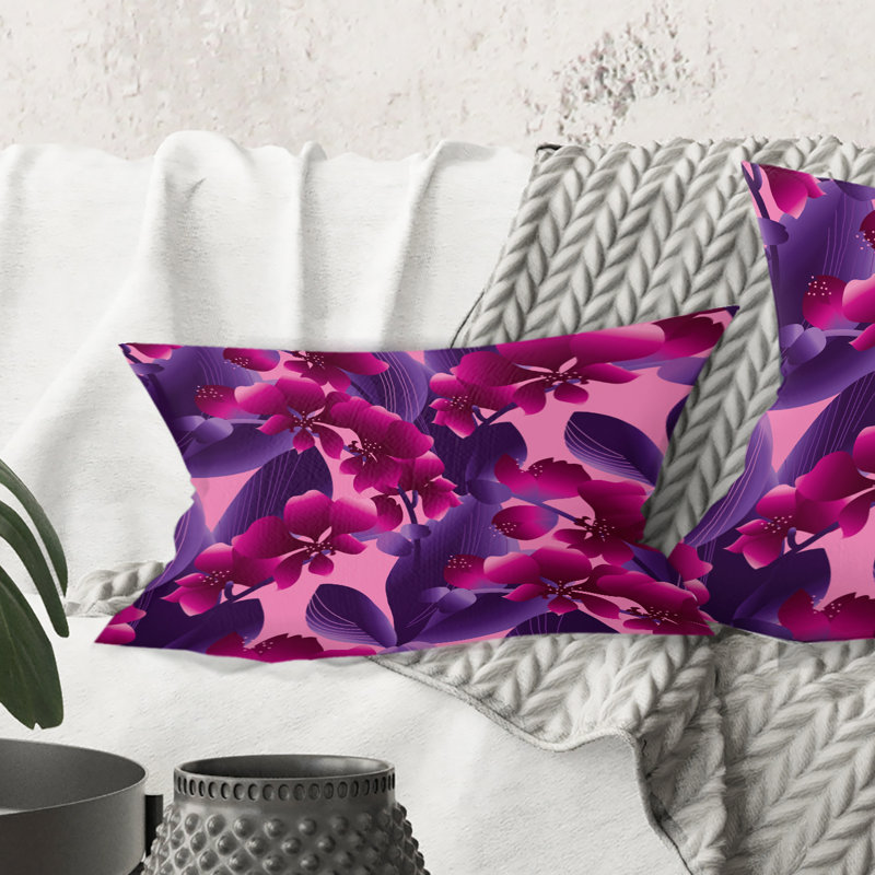 Coussin lombaire à motif coloré orchidée