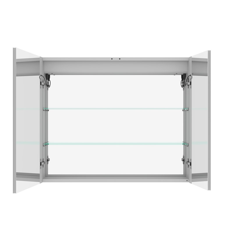36X30 Inch Led Medicine Cabinet For Bathroom - Fog Double Door Copious Storage Space Adjustable Brightness & Colour Temp Touch Control Mirror With Feature, Doors, 3000K 6000K , 4+ Drawers, Recessed