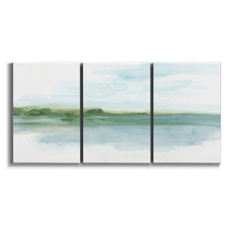 Emerald View III sur toile, reproduction de 3 pièces, H 36 po x l 72 po x P 2 po