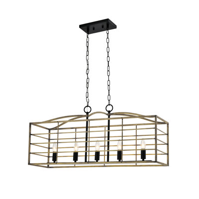 Empris 5 - Light 33.1"W Black/Light Brown Pendant