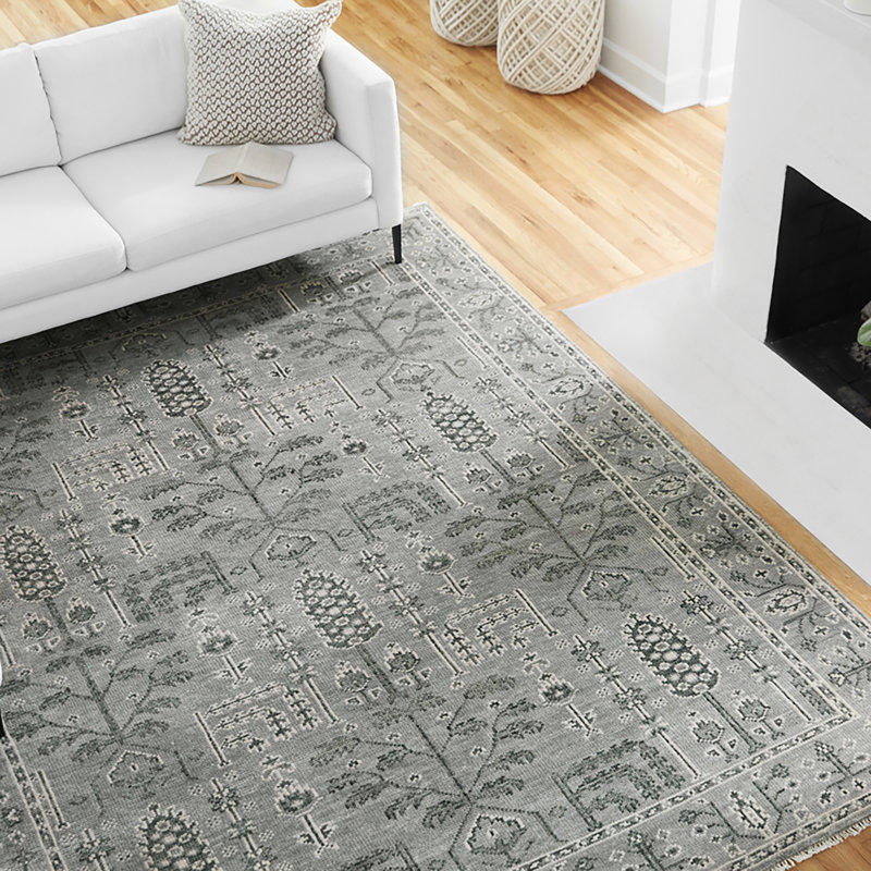 Jaipur Living Ginerva SLN15 Handknotted Vintage Look Gray and Cream Area Rug (12'x15'), Rectangle 8'6" x 11'6"