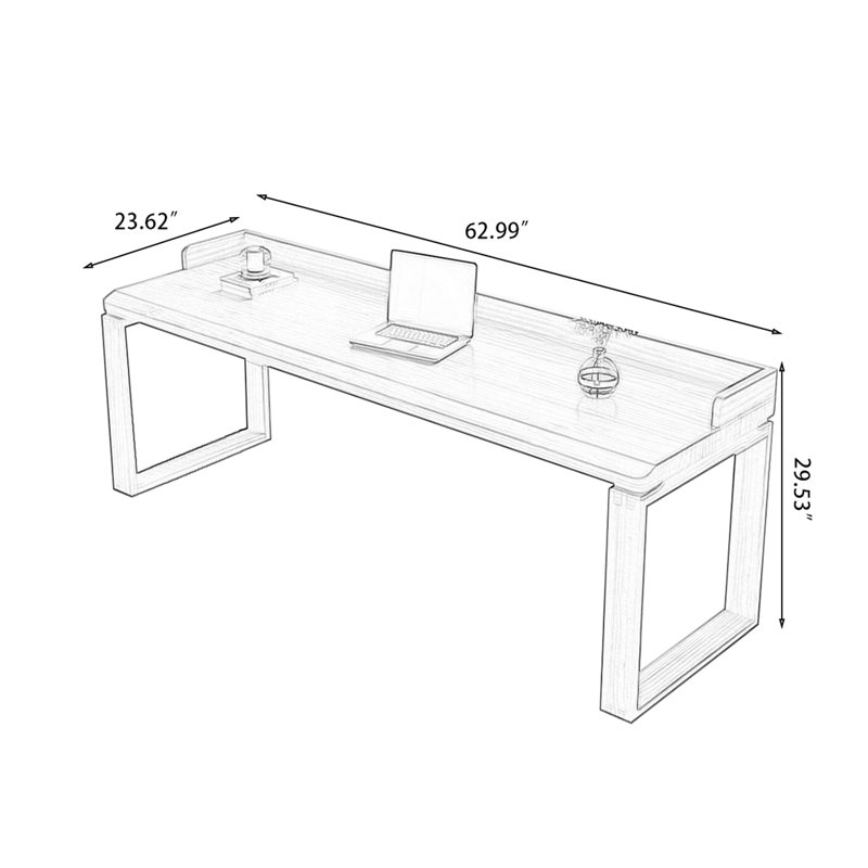 Bureau d'écriture Burlywood, Brun orangé, H 29,53 po x l 62,99 po x P 23,62 po 