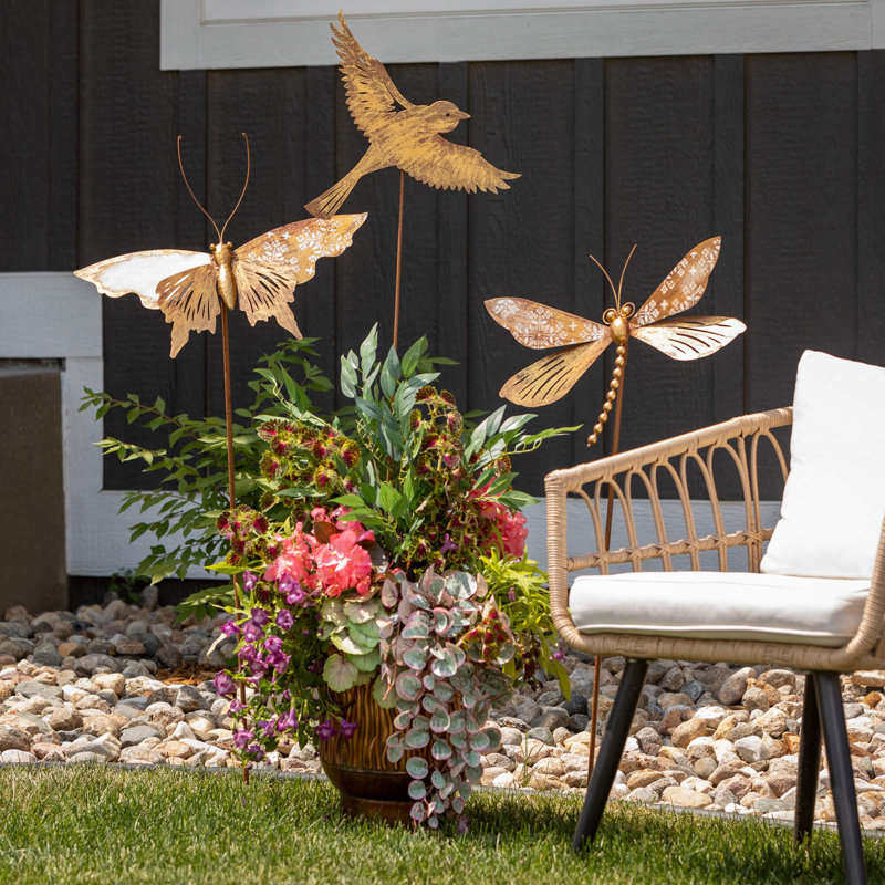 Freeport Park® Leonel Water Resistant Metal Insects Garden Stake | Wayfair