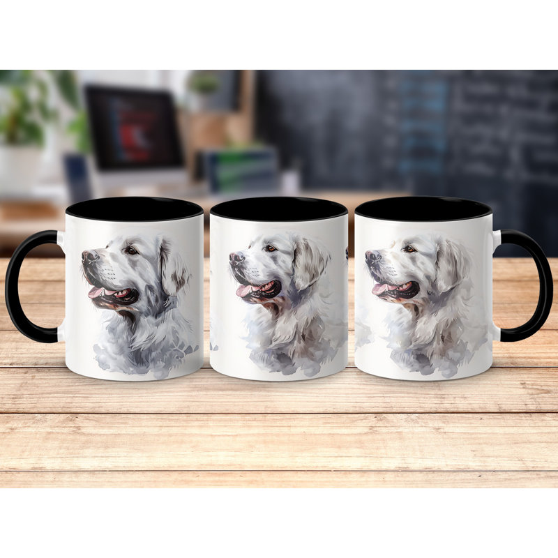 Artistic Golden Retriever Design 11oz Coffee Mug, 4, Black