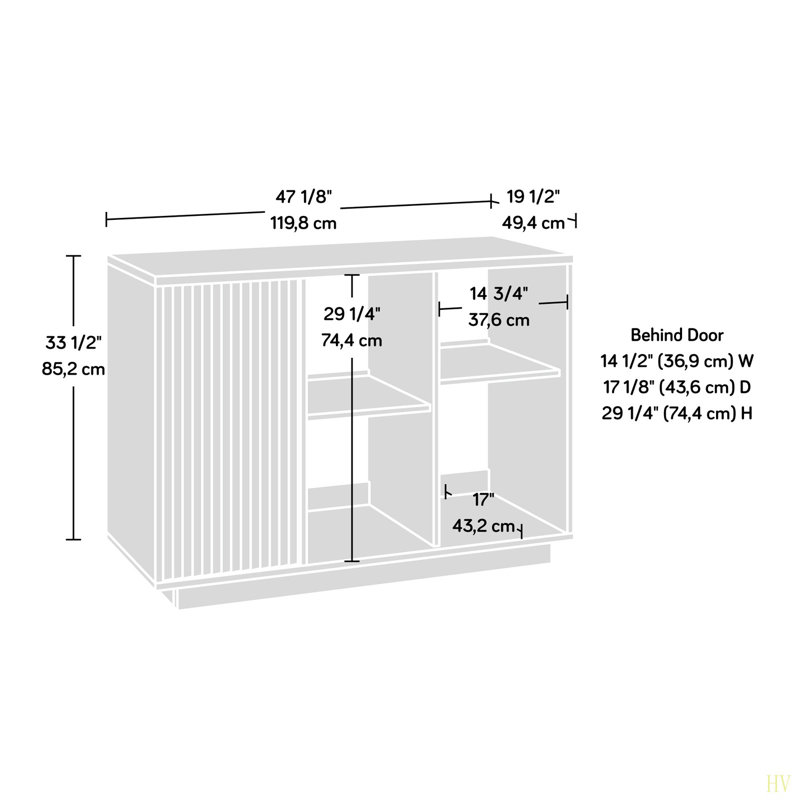 Finition de l'armoire de rangement décorative avec tablettes réglables et gestion des câbles intégrée